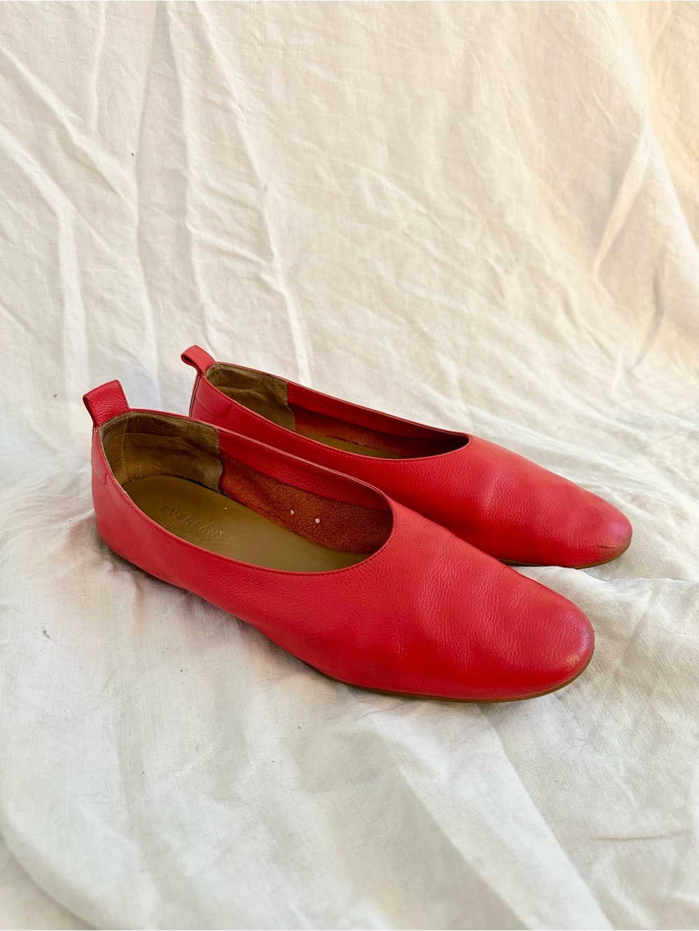 Everlane Red Leather Slip-On Ballet Flats